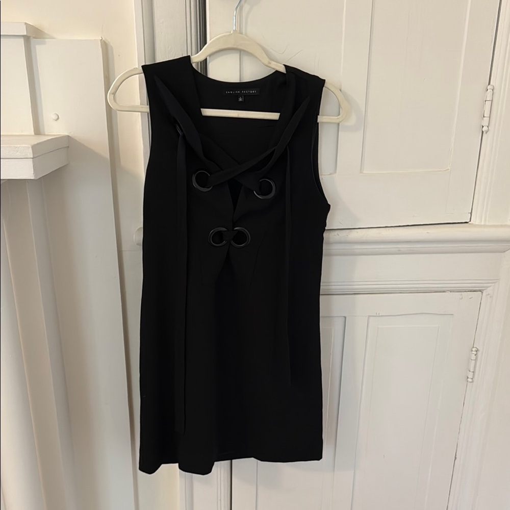 English Factory Black Tie Front Bustier Mini Dress